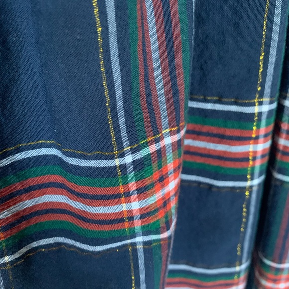 Crewcuts Girls Ruffleneck Mixy Dress In Navy Stripe and Plaid Size Medium (8-9) - Picture 8 of 9